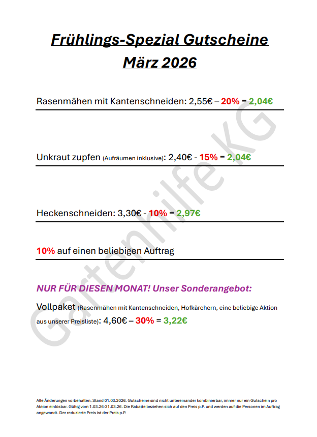 Gutscheine Februar 2026